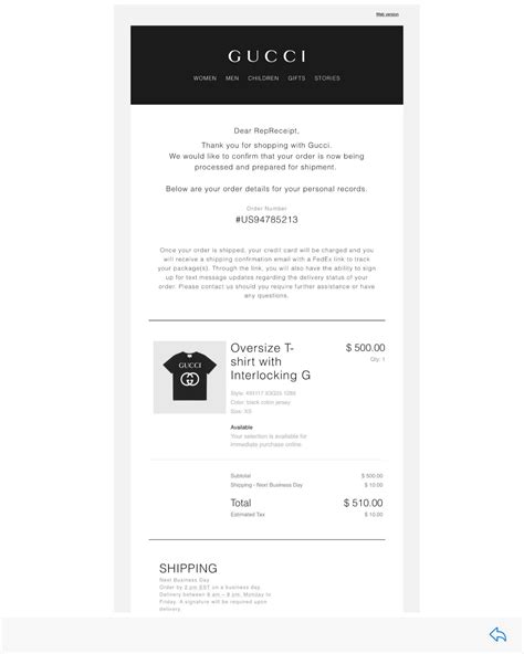 no confirmation page after gucci purchase|gucci tracking order.